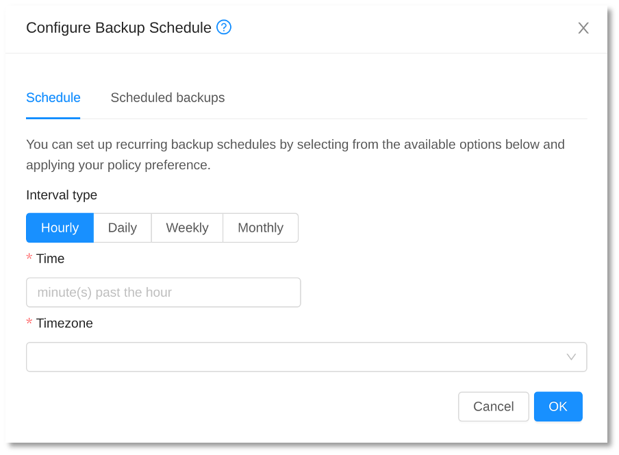 configure backup schedule