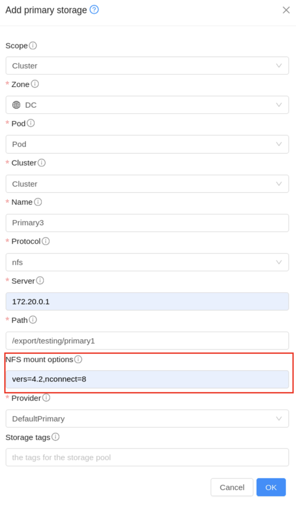 add primary storage cloudstack