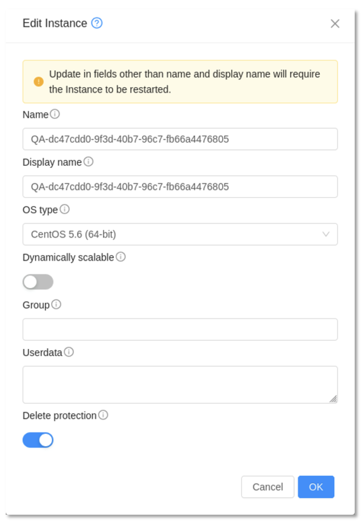 edit instance cloudstack